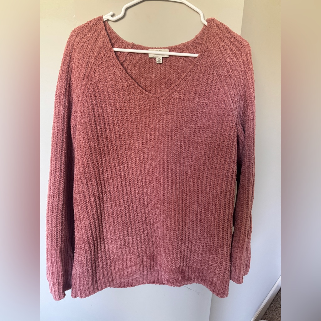 Lucky Brand Vneck Sweater. Soft Cozy Knit In Dusty Rose. Size W-Small